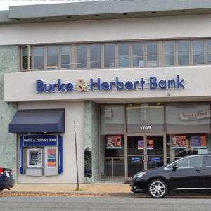 Exterior of Burke &amp; Herbert Bank Fairlington branch at 1705 Fern Street, Alexandria, VA, providing comprehensive banking services.