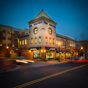 Burke &amp; Herbert Bank Carlyle branch at 1775 Jamieson Avenue, Alexandria, VA, with drive-up and lobby banking options.