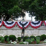 Fourth of July bunting, Mount Vernon Place, Baltimore, Maryland, July 2015