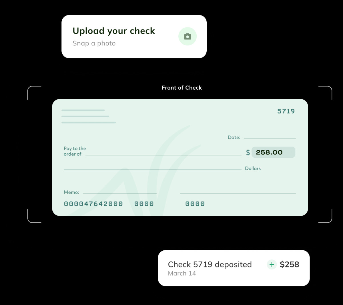 Instant check deposit via mobile, showcasing the convenience of depositing checks instantly