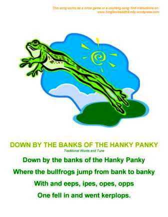 Down by the banks of the hanky panky song sheet cover
