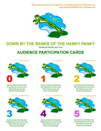 Down by the banks participation cards for interactive singing