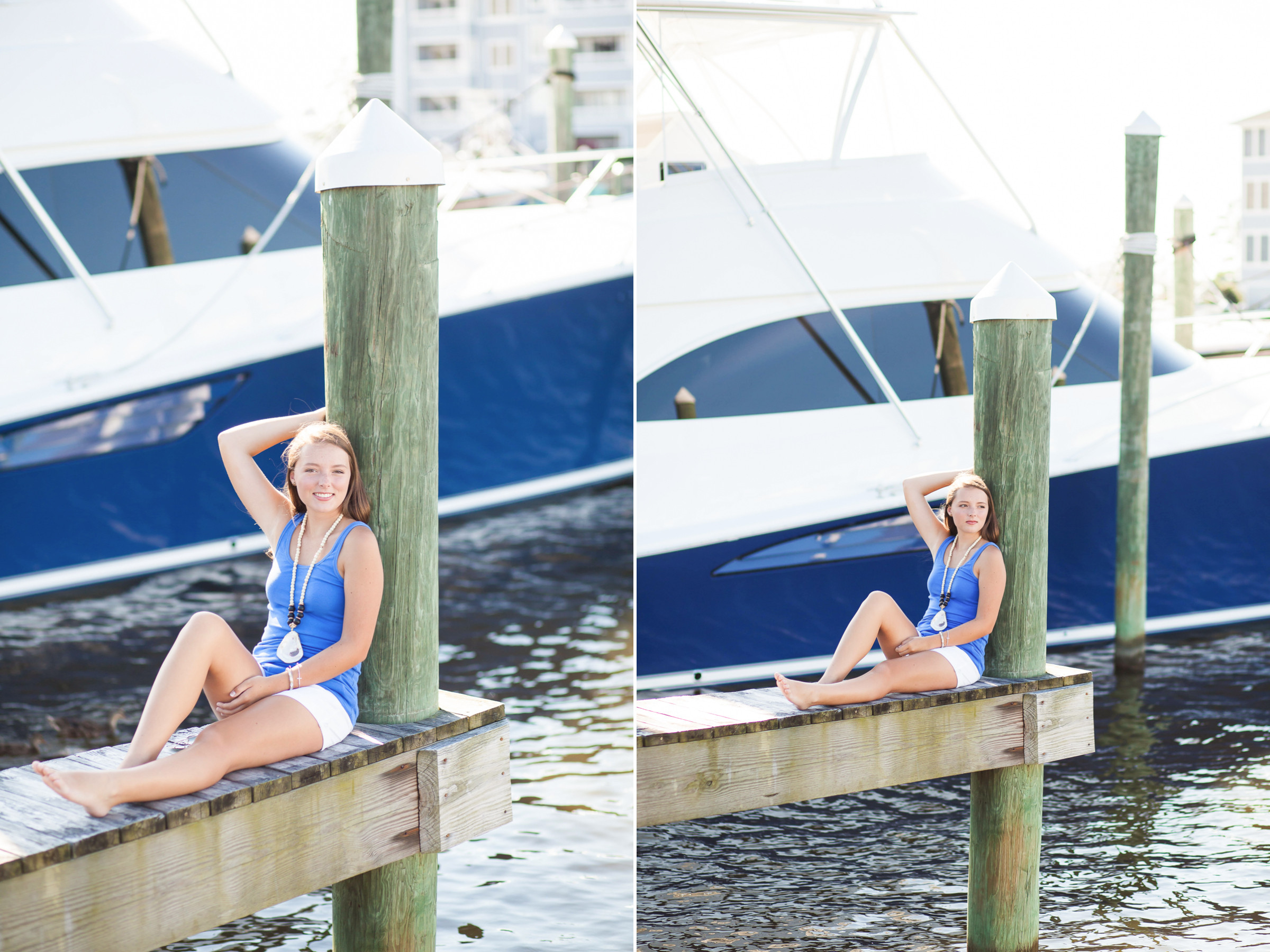 Outer Banks beach senior portraits, Emily silhouetted against the vibrant sunset sky