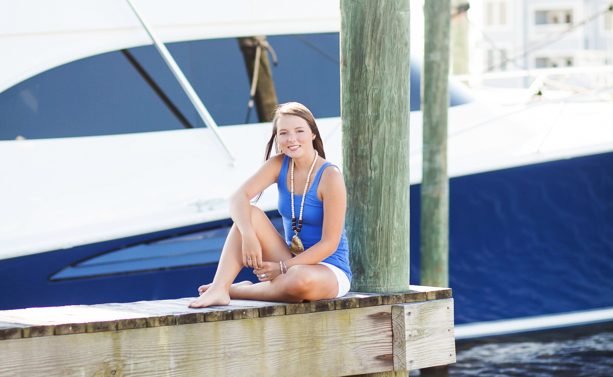 Coquina Beach senior portrait session, Outer Banks, showcasing Emily's elegance