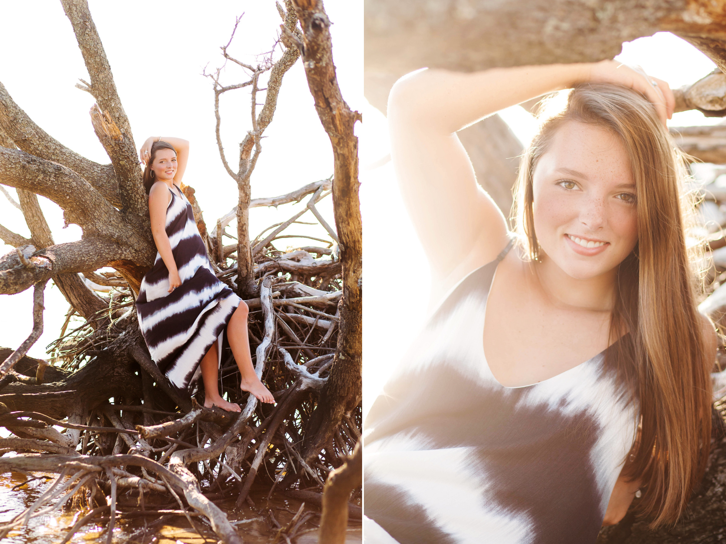 Beautiful senior portrait Outer Banks, Emily with the ocean as a backdrop