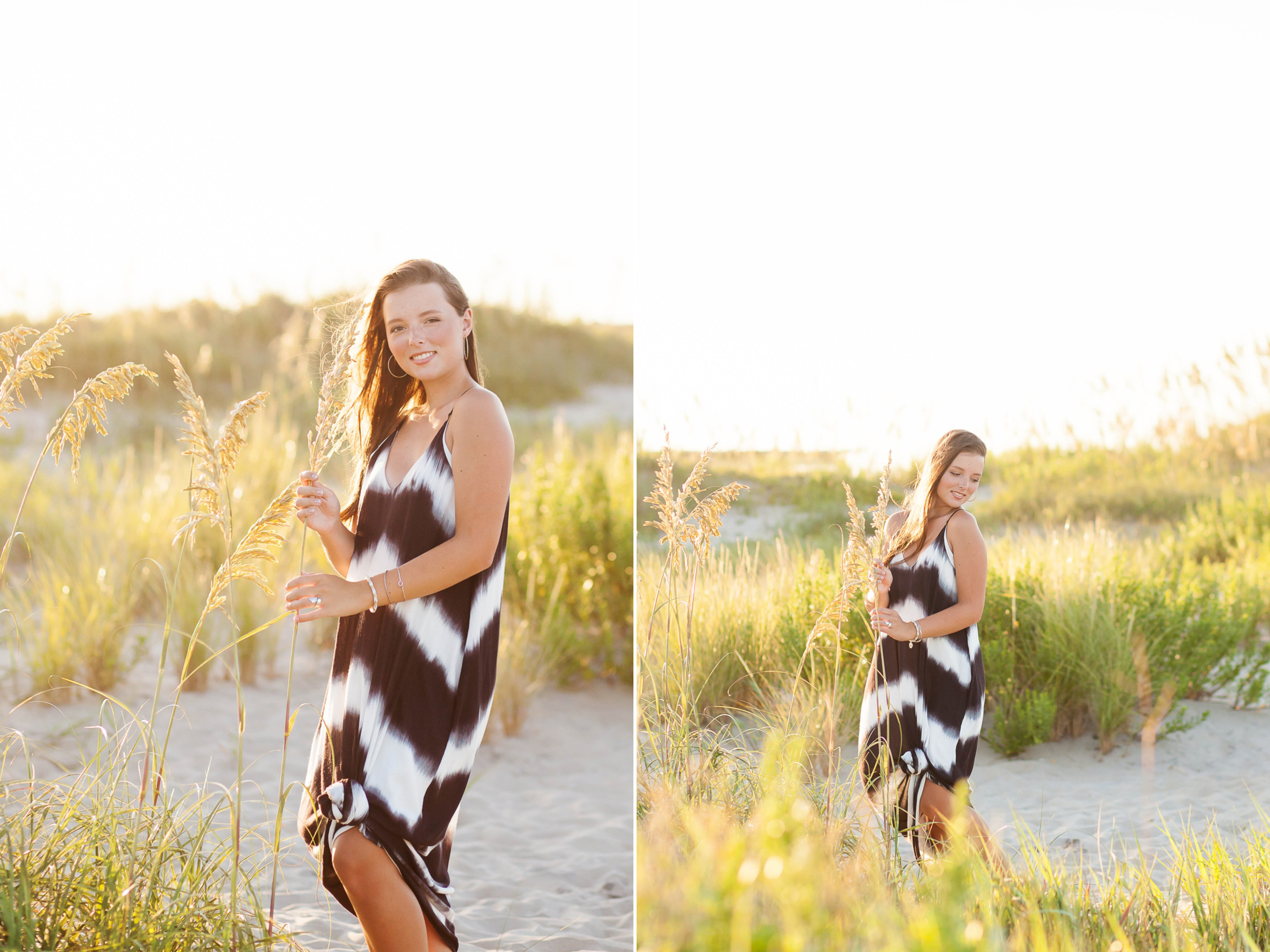 Beach style senior portraits Outer Banks, Emily’s casual and chic look