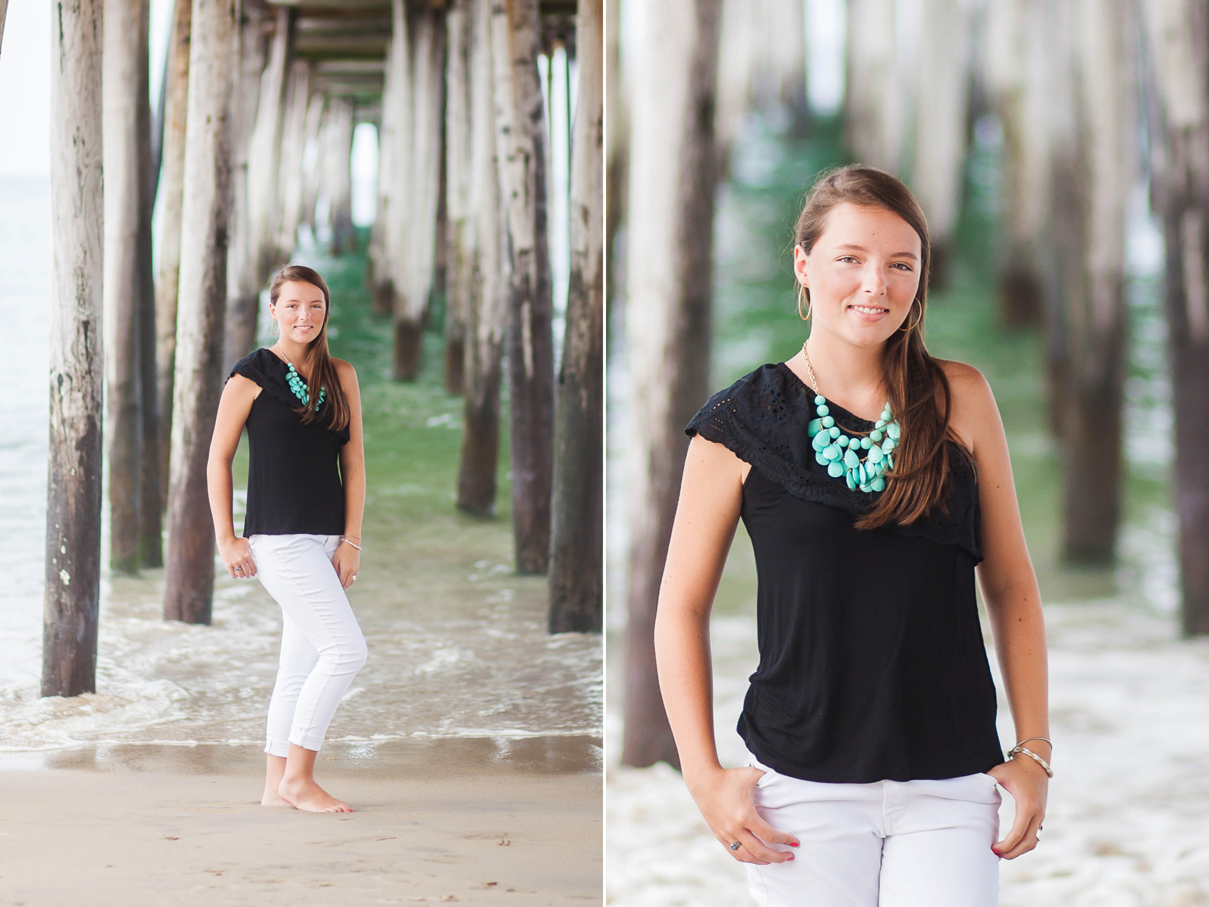 Outer Banks senior photos at Jockey Ridge, Emily's silhouette against the sunny sky
