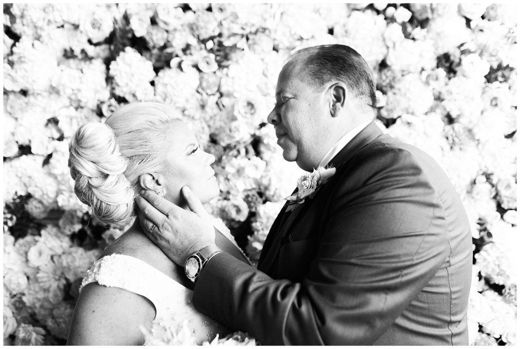 Bride and groom portrait at their intimate Teak Red Bank wedding.