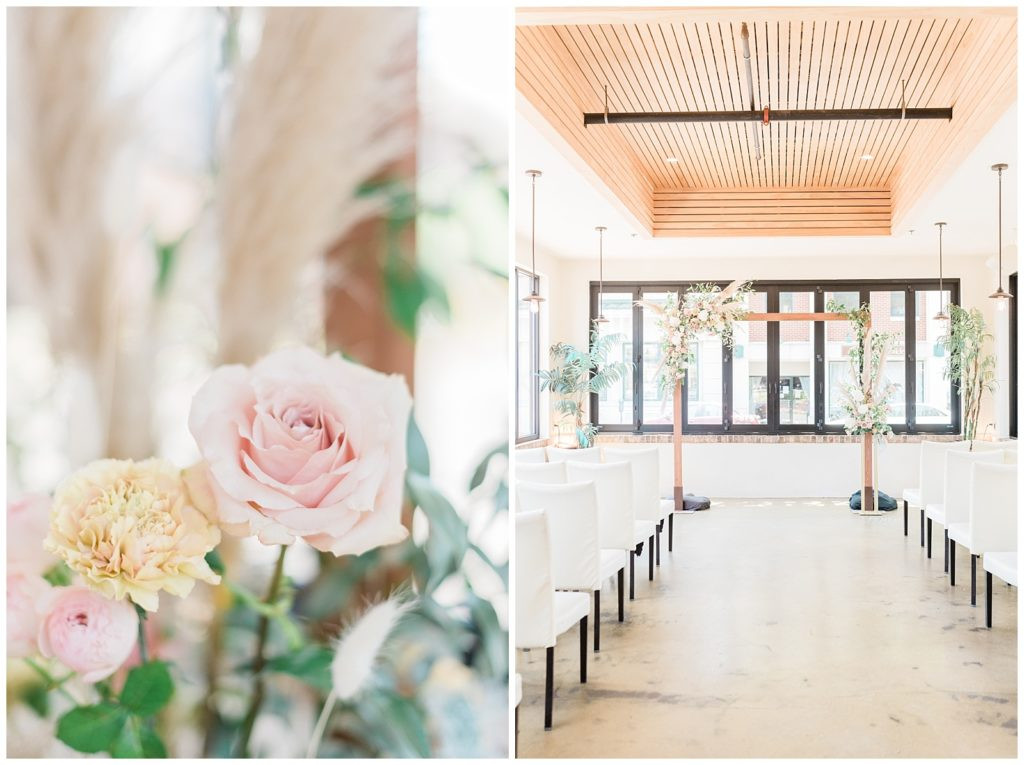 Ceremony space beautifully arranged at Teak wedding venue in Red Bank, NJ.
