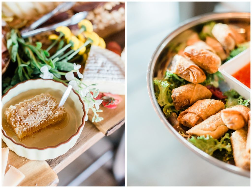 Delicious cocktail foods prepared for the reception at Teak Red Bank wedding.