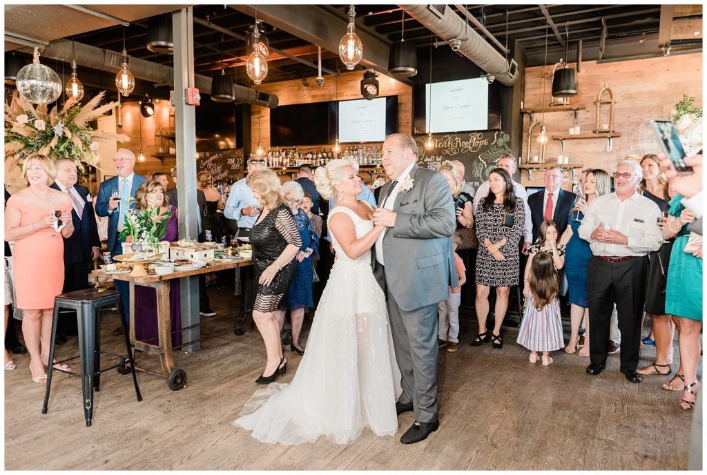 Bride and groom sharing their first dance at Teak in Red Bank, NJ.