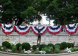 Fourth of July bunting, Mount Vernon Place, Baltimore, Maryland